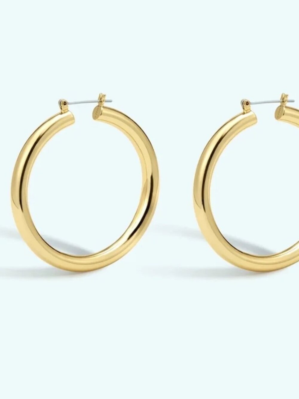 LUV AJ Amalfi Gold Plated Hollow Tube Hoop Earrings NEW $55